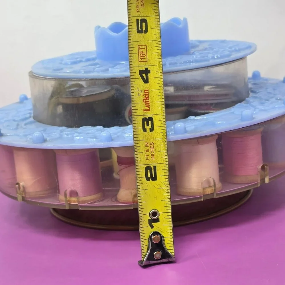 Vintage Blue Rotating‎ Sewing Thread Organizer Spool Holder Threads Accessories
